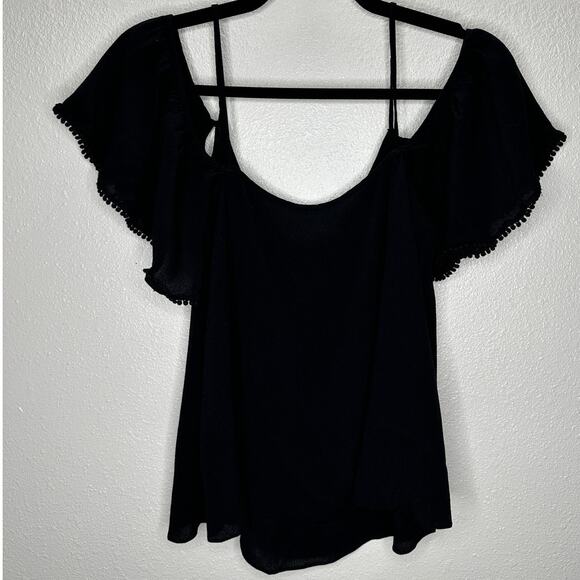 Rebecca Minkoff Aida Black Cold Shoulder Spaghetti Strap Blouse Top Small - Picture 8 of 14